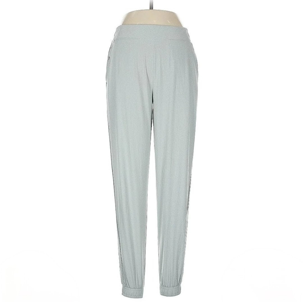 NWOT Athleta Women's Light Gray Joggers With Subtle Pinstripe (12)